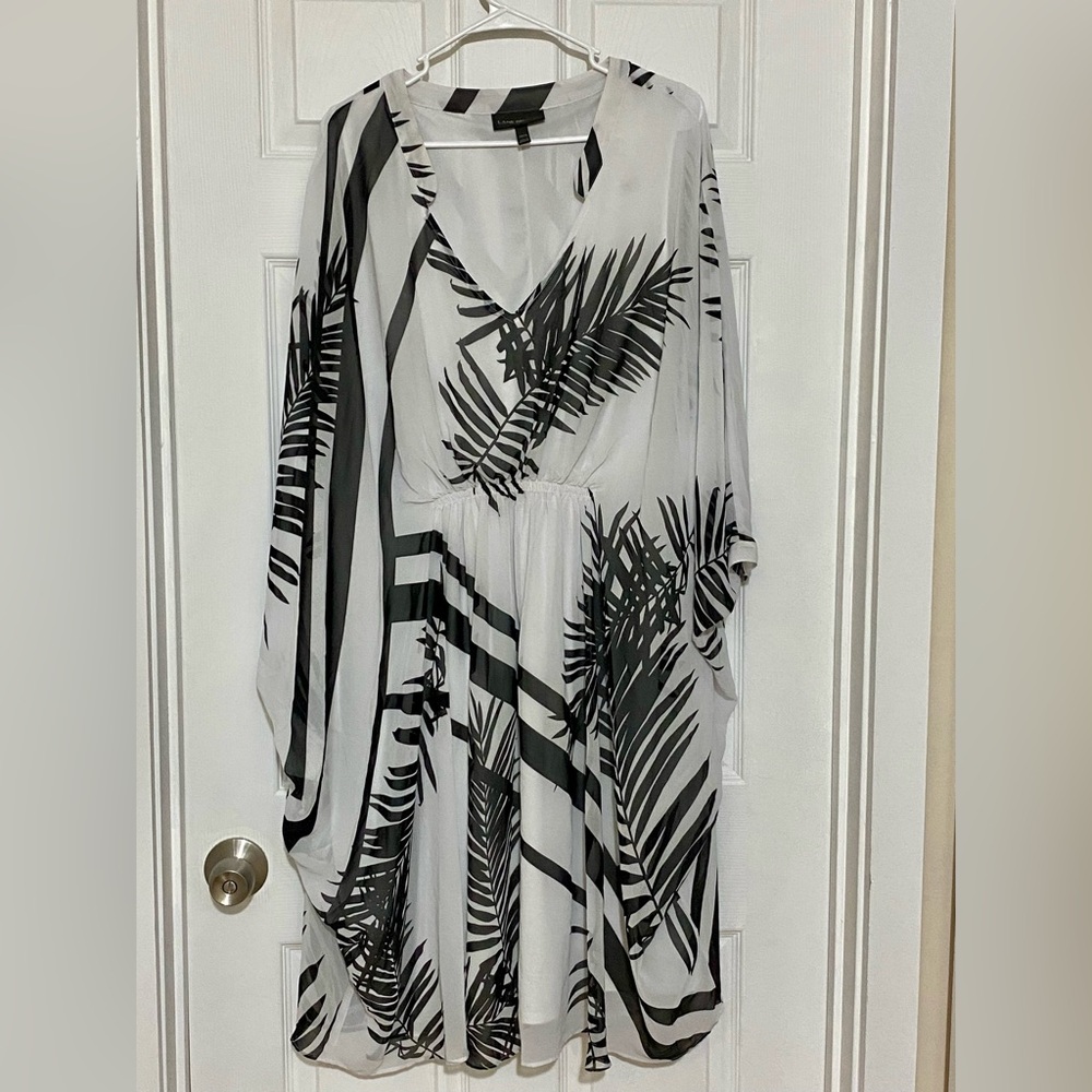 Lane Bryant Monochrome Leaf Pattern Dress